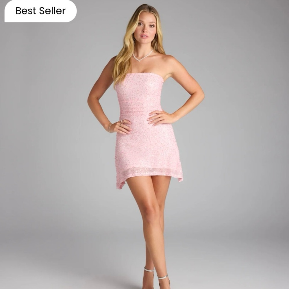 Elegant Pink Strapless Dress
